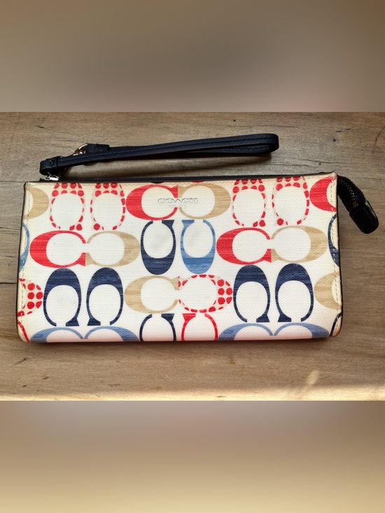Coach Handbags - Coach Multicolor Signature C Zip Wristlet in Navy, Red, Tan, Cream.